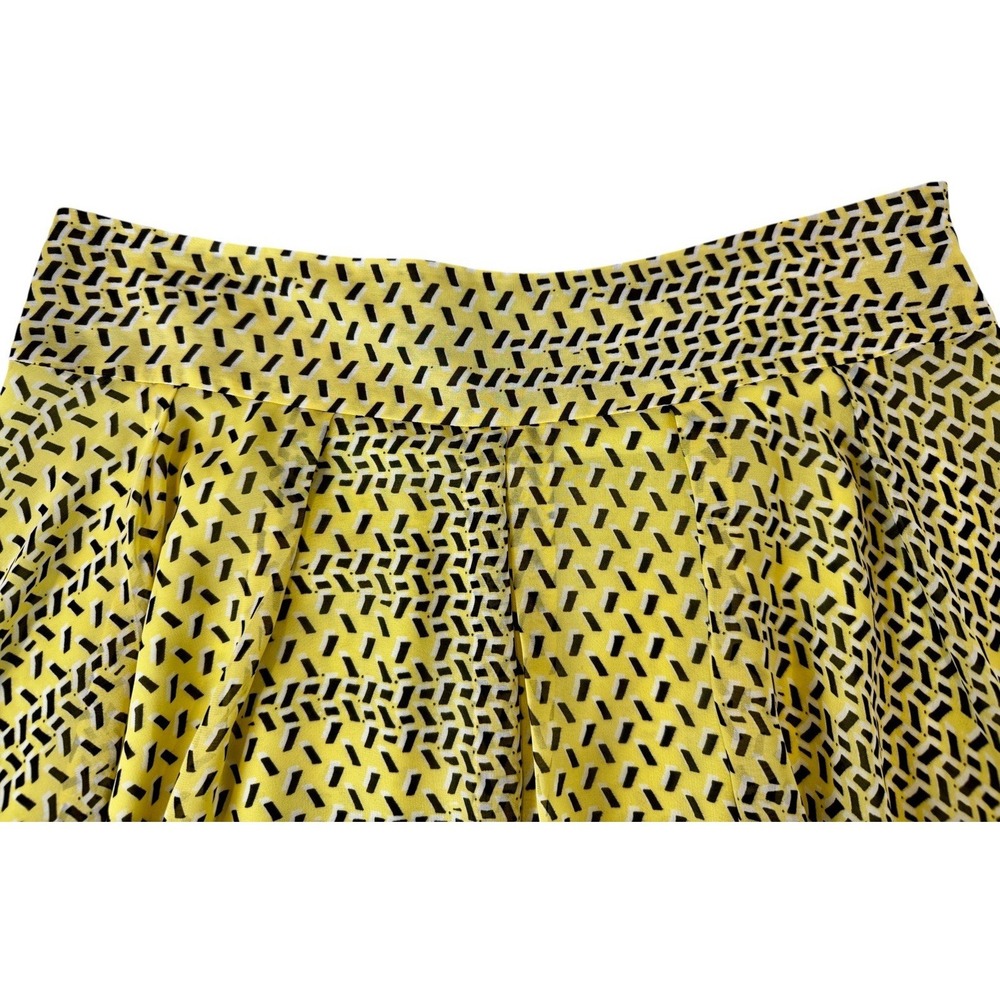 INC International Concepts Skirt Flowy Size 12‎ Yellow Geometric A-Line Lined - Picture 3 of 8